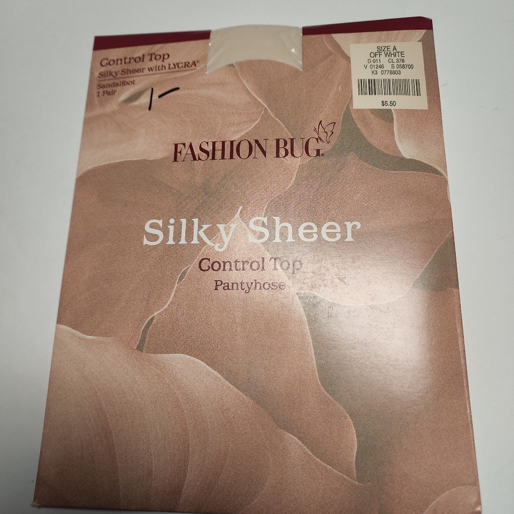 Fashion Bug Control Top Pantyhose, new, never opened, size A, off white